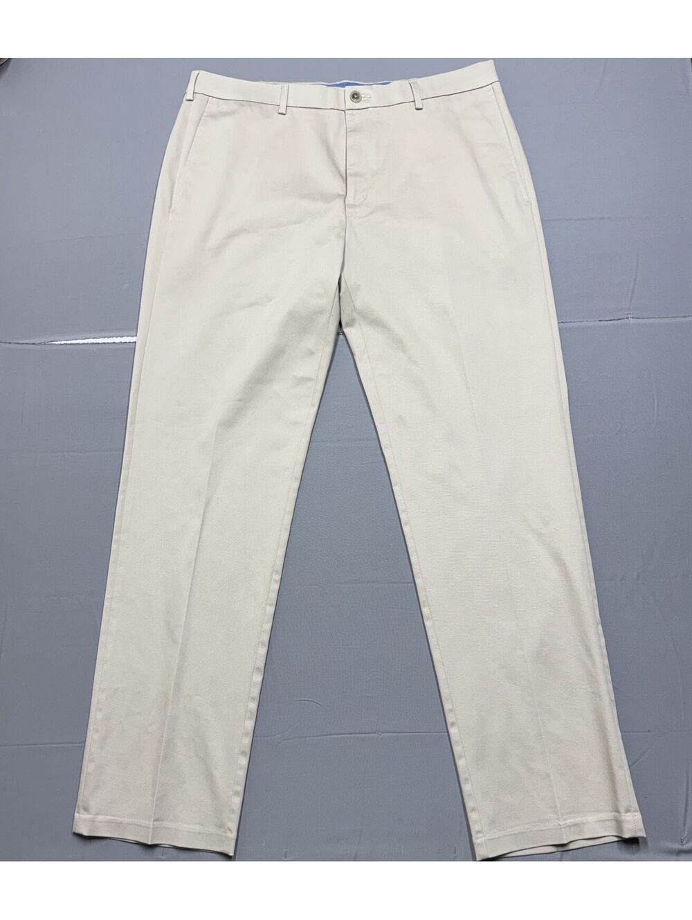 Haggar Men 38x34 Khaki Pants Cotton Blend Flat Front Casual Chino Tan Trousers